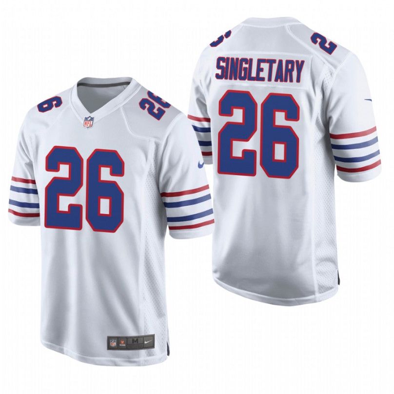 Men Buffalo Bills #26 Devin Singletary Nike White Game NFL Jersey
